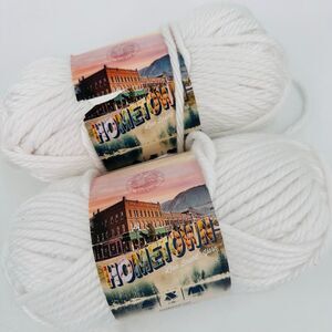 2 Lion Brand Yarns Hometown Yarn #100 New York White #6 Super Bulky Crochet Knit